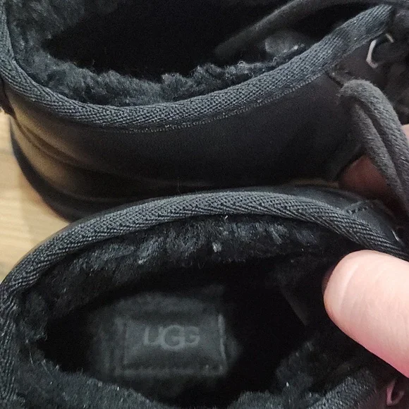 UGG Neumel Chukka Boot 8 Black Leather Shearling Boho Cozy Warm Waterproof - Picture 5 of 9